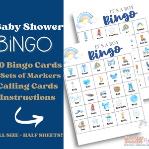 Baby Shower Bingo, Its a Boy, Baby Bingo Téléchargement imprimable avec 60 cartes uniques préremplies