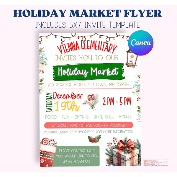 Editable Holiday Market Flyer with a Holiday Market Invitation Template