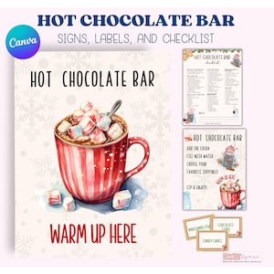 Hot Chocolate Bar Sign, Labels, and Checklist Bundle (Canva Editable, Digital Download)