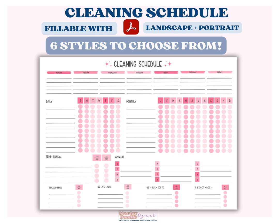 Editable Cleaning Schedule: Weekly Chores, Monthly Planner (digital ...