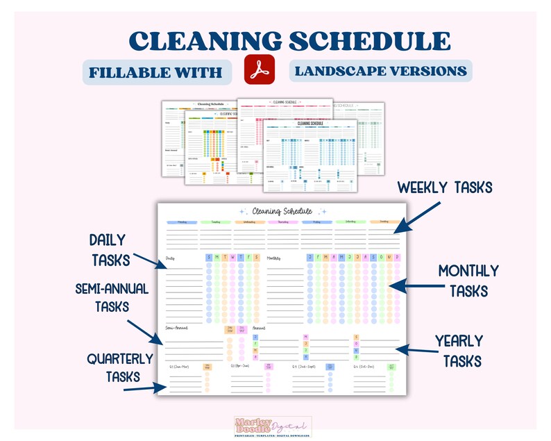 Editable Cleaning Schedule Printable: Home Cleaning Planner (digital ...