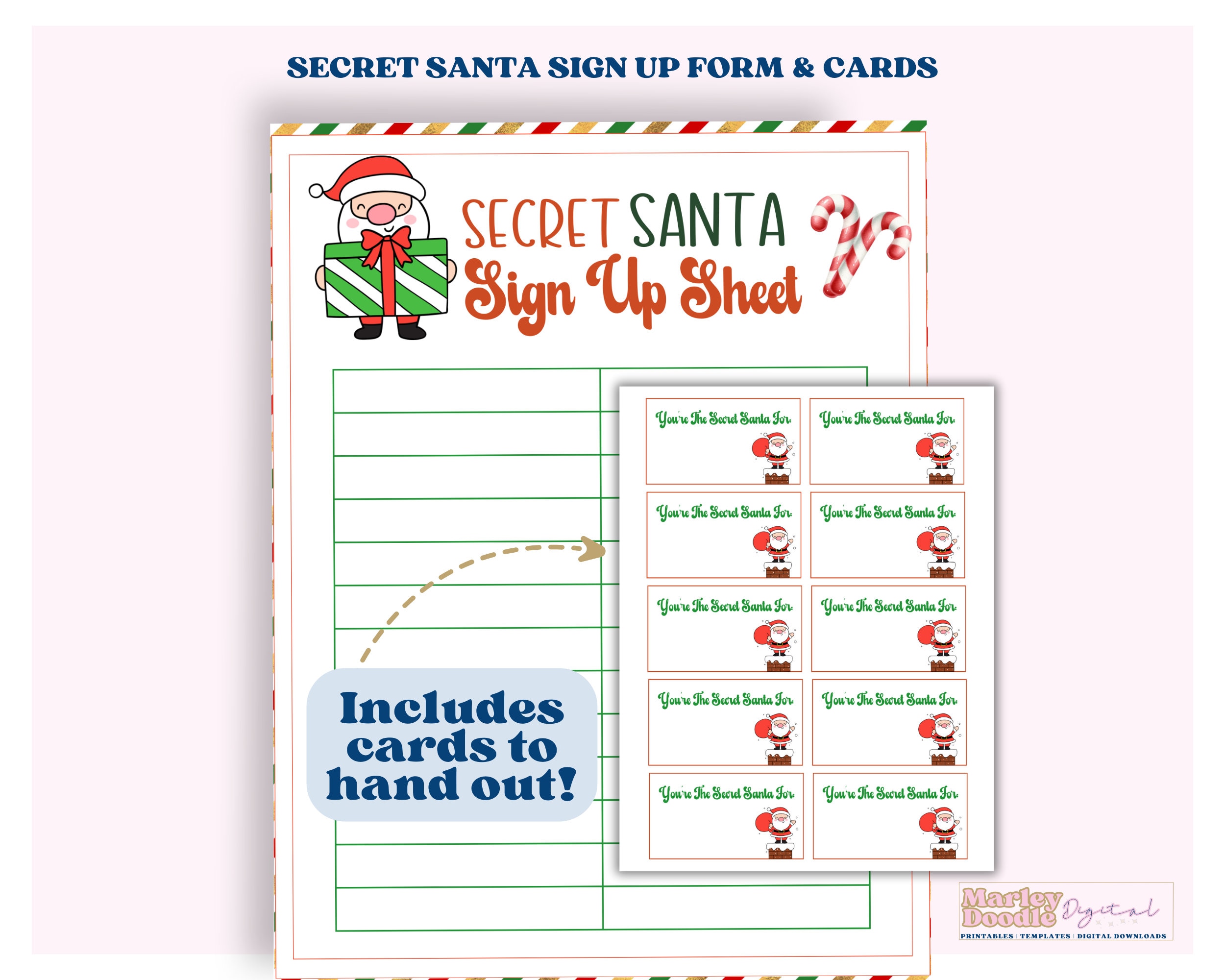 Secret Santa Sign up Sheet Printable, Work Secret Santa, Christmas Secret Santa Sign up Sheet Printable, Work Secret Santa, Christmas