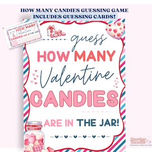 Valentines Candy Guessing Game, How Many Valentines Candies Are in the Jar, Valentines Guess Game, Candy Guess Game