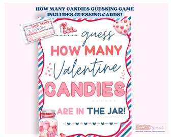 Valentines Candy Guessing Game, How Many Valentines Candies Are in the Jar, Valentines Guess Game, Candy Guess Game