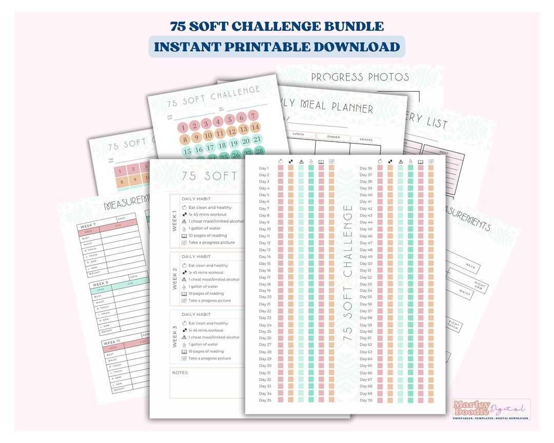 75 Soft Challenge Printable Tracker: Fitness Planner (digital Download ...