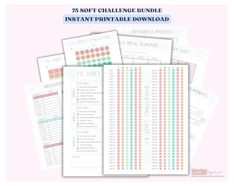 75 Soft Challenge, 75 Days Challenge Printable Tracker, Fitness Planner Pages