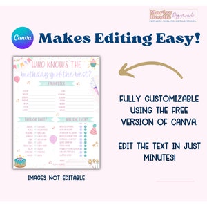 Edit the who knows birthday girl best using the free version of Canva.