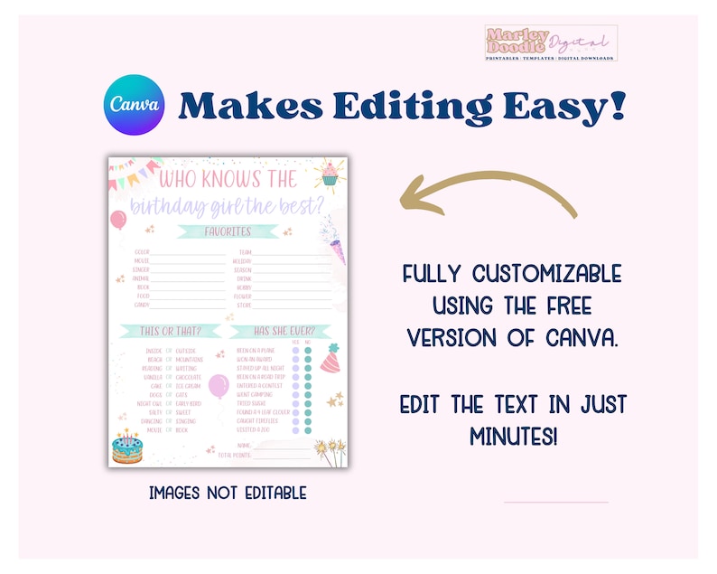 Edit the who knows birthday girl best using the free version of Canva.