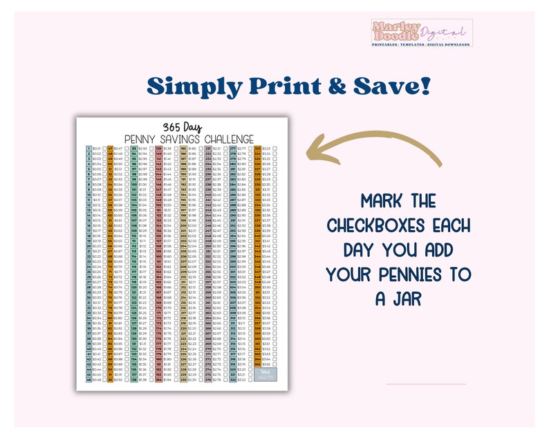 Penny Savings Challenge Printable, Saving Tracker, Save 667.95 in 365 ...