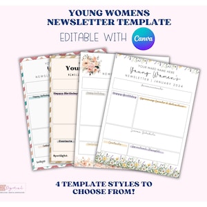 LDS Young Women Newsletter Template: Customizable Canva Design (Digital Download)