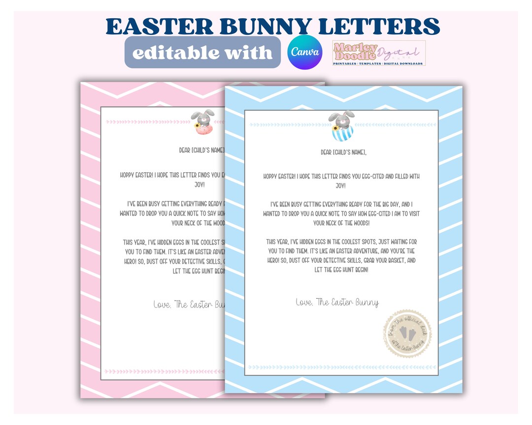 Editable Easter Bunny Letter Template: Lined Note (canva) - Etsy