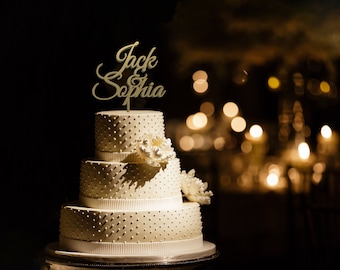 Gold Cake topper for Wedding, Personalized cake topper, Rustic wedding cake topper, Custom Mr Mrs cake topper, Anniversary Cake toppers