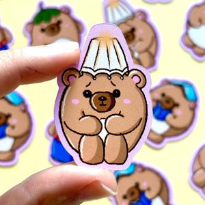 Adesivo de saúde mental, urso ansioso, acessório para diário, decalque para planejador kawaii, animal fofo de apoio emocional, presente de papelaria estético aconchegante