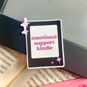Emotional Support Kindle Stickers Pink Bookish Sticker Kindle Kobo Decor Waterproof Holographic Matte Book Stickers Book Lover Gift Bookish