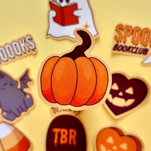 Kürbis orange Kindle Aufkleber Halloween Bookish Aufkleber Kindle Kobo Dekor wasserdicht holographisch matt Buchaufkleber Buchliebhaber Geschenk