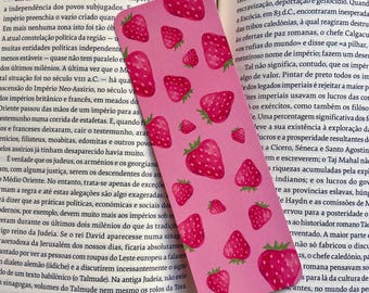 Pink Strawberry Bookmark Cute Book Page Holder Aesthetic Book Accessory for Readers Gift for Book Lovers Unique Handmade Bookmark for Girls