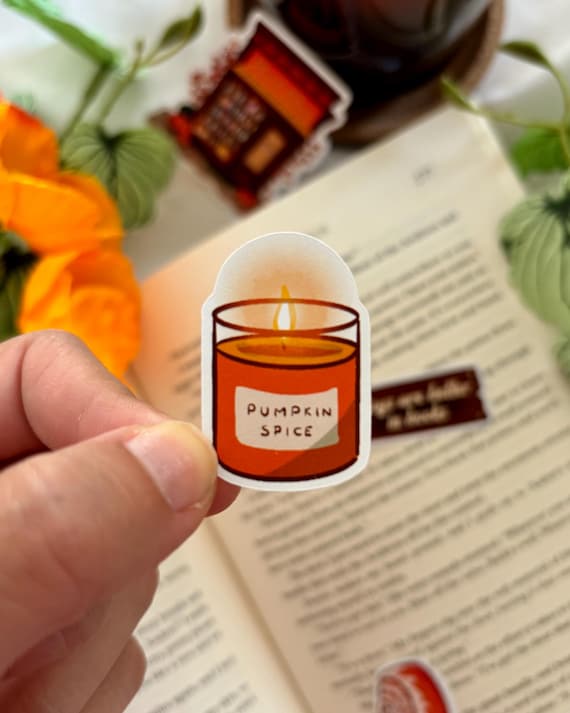 Pumpkin Spice Scented Candle Sticker Autumn Vibes Cozy Candle Fall Sticker Kindle Decor Pumpkin Spiced Latte Candle Decal Gift for Readers