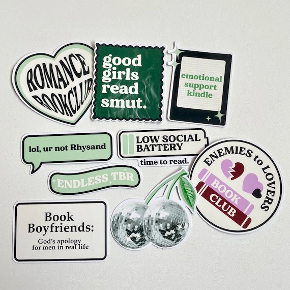 Pack Kindle Stickers Green Bookish Sticker Pack Kindle Kobo Decor Reader Themed Waterproof Holographic Matte Book Stickers Book Lover Gift