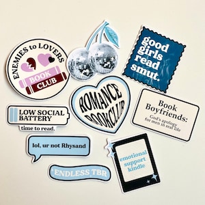 Confezione di adesivi Kindle, confezione di adesivi blu per libri, adesivi per libri olografici opachi impermeabili a tema Kindle Kobo Decor, regalo per amanti dei libri