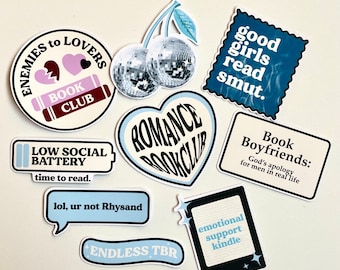 Pack Kindle Stickers Blue Bookish Sticker Pack Kindle Kobo Decor Reader Themed Waterproof Holographic Matte Book Stickers Book Lover Gift