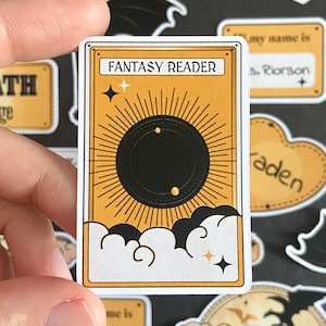 Adesivos de fantasia, presente de amante da quarta asa, adesivo para Kindle Kobo, adesivos holográficos à prova d'água, adesivos de livro fosco, presente de amante de livros, tempestade de ônix
