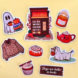 Autumn Kindle Sticker Pack Fall Halloween Autumn Decor for Kobo Cozy Stickers for e-readers Cozy Kindle Accessories Gift for book lovers
