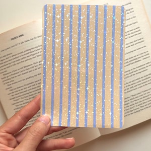 Kindle Insert - Butter Yellow and Blue Stripe Pattern |  Holographic Cardstock E-reader Insert | PAPERWHITE, Kobo Clara, Clara Colour, Libra