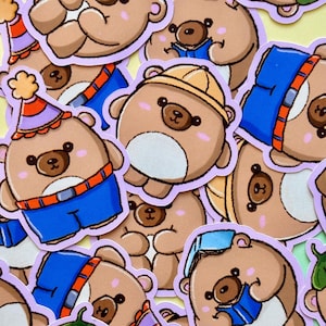 Pegatinas de vinilo de osito de peluche para diario, regalo para amantes de los libros, decoración divertida de osito kawaii para Kindle.