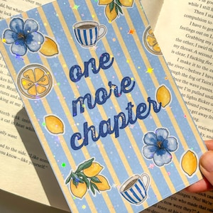 One More Chapter Kindle Insert | Blue Lemon Stripe E-reader Insert | Holographic Cardstock | Kindle Paperwhite, Kobo Clara, Libra