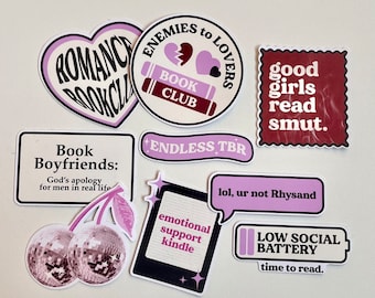 Pack Kindle Stickers Pink Bookish Sticker Pack Kindle Kobo Decor Reader Themed Waterproof Holographic Matte Book Stickers Book Lover Gift