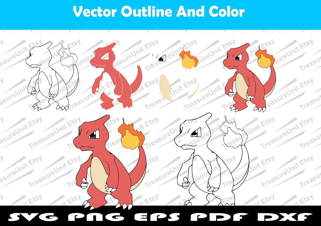 Charmeleon SVG Outline and Color Charmeleon Svg Charmeleon - Etsy