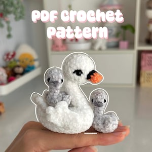 Swan Family Crochet Pattern ONLY PDF File Amigurumi Swan and Cygnet / Baby Swan Plush Plushie