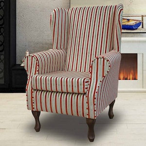 Red print accent chair top