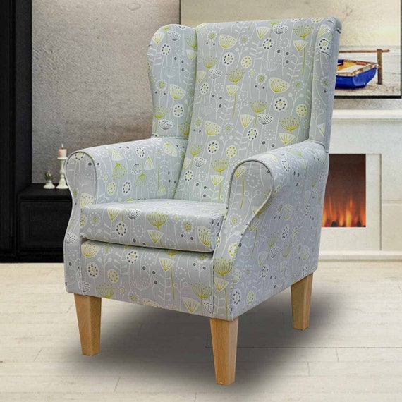 Grey floral armchair discount