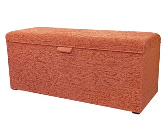 Luxury Copper Boucle Large Storage Bench Ottoman