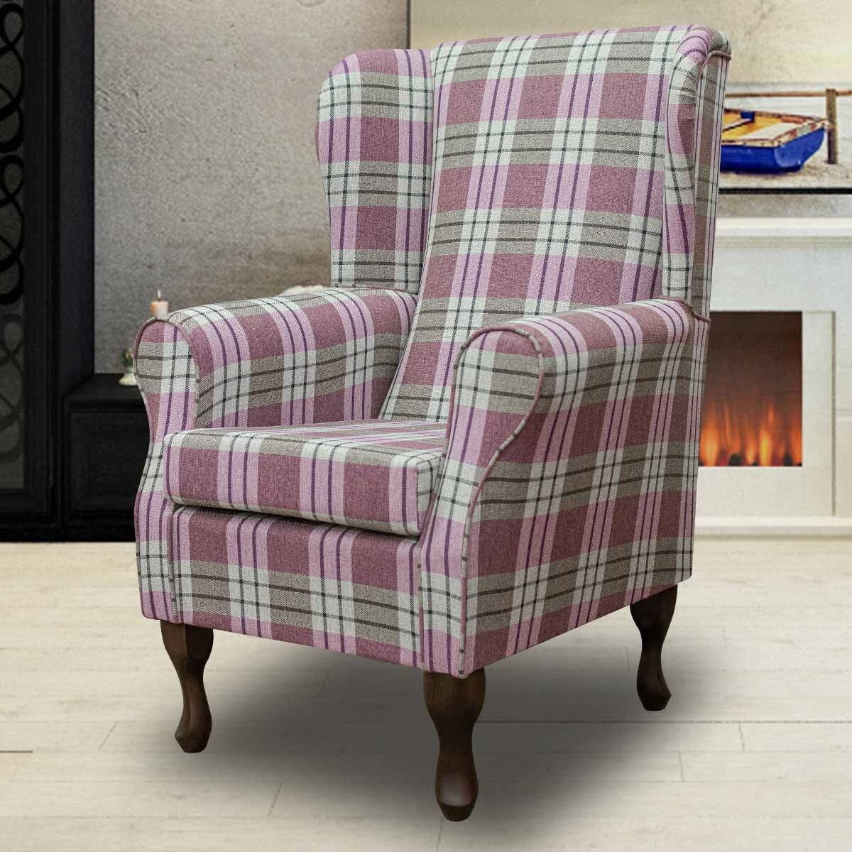 Pink cheap check armchair