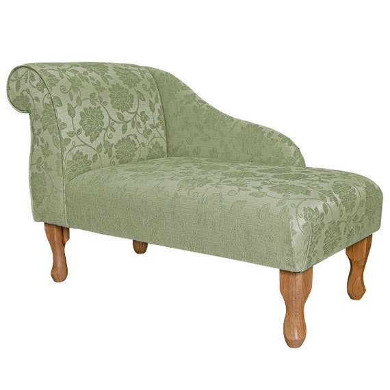 Green Floral Mini Chaise Longue Luxury Accent Lounge Sofa British Bespoke Made Etsy