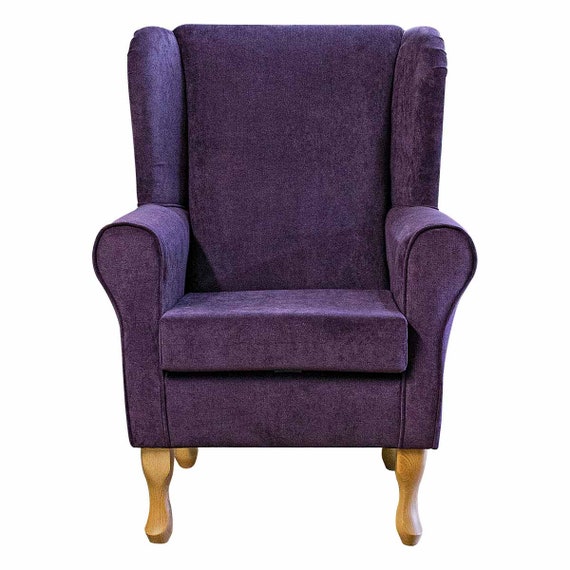 Purple wingback armchair discount