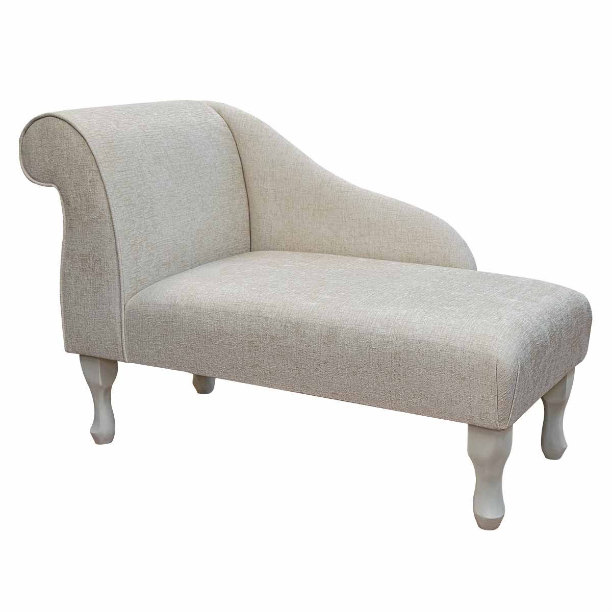 Ivory Chenille Mini Chaise Longue Luxury Accent Sofa British