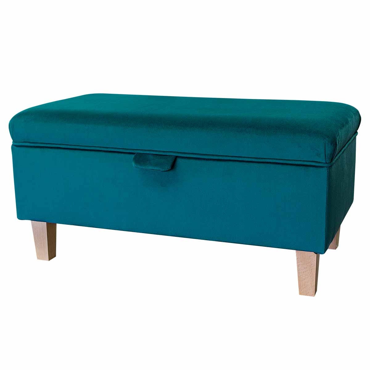 Teal Blue Velvet Storage Ottoman Footstool Soft Luxury Upholstered Rectangle Pouffe British Bespoke Made Etsy