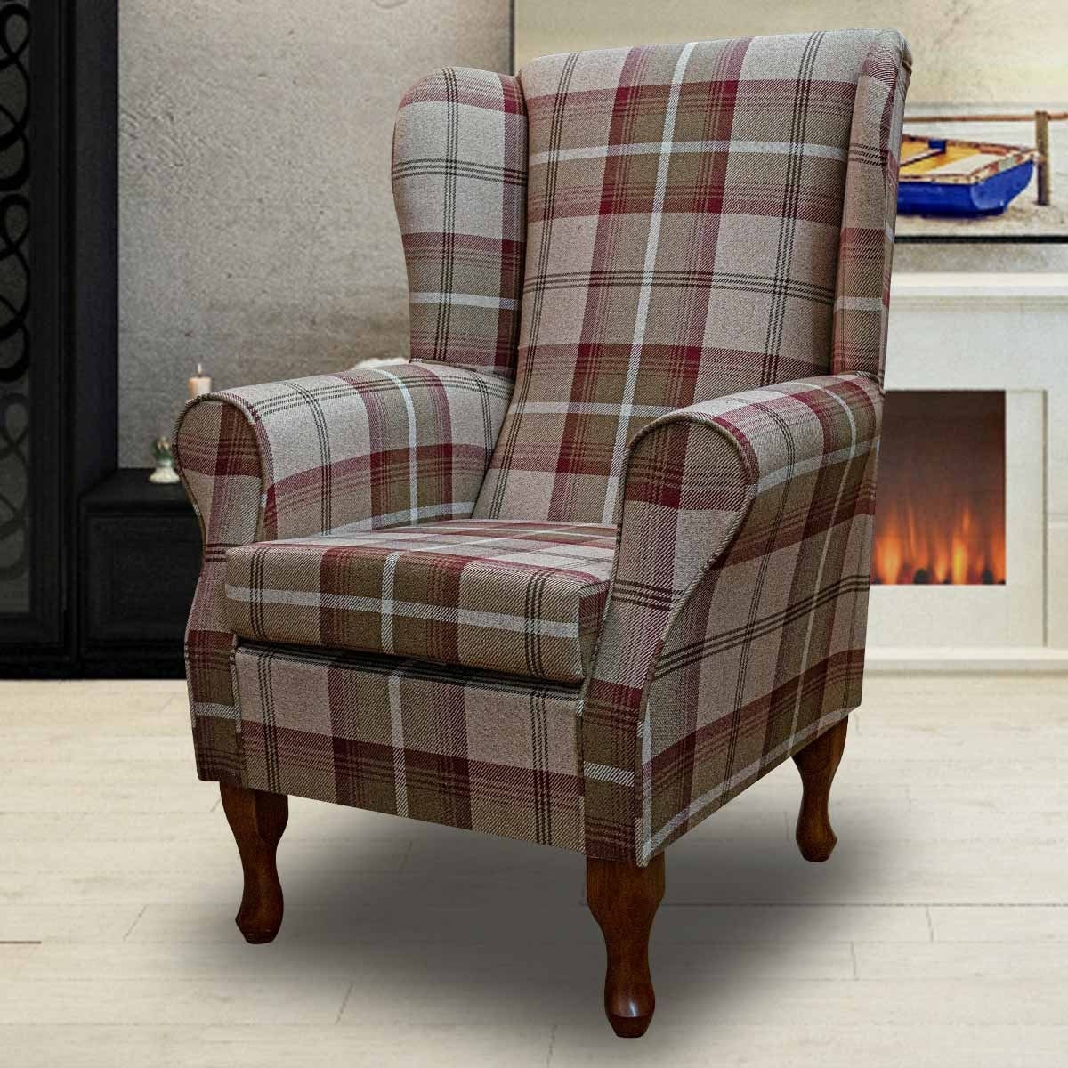 Wingback chair brown discount