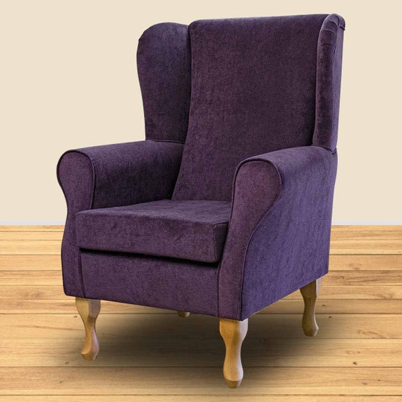 Orinoco Purple Deluxe Velvet Fireside Wingback Armchair Super Soft Luxury Accent Chair British Bespoke Made Etsy