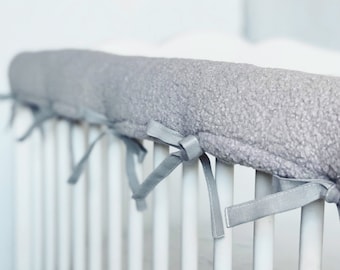 Cozy and Protective Crib Rail Cover Grey GRAY Plush Material Soft Filling Included Perfect for Your Baby s Safety and Comfort Etsy
