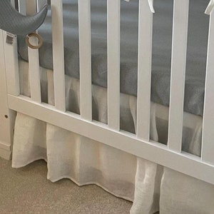 White linen, elegant, minimalist, handmade linen CRIB SKIRT