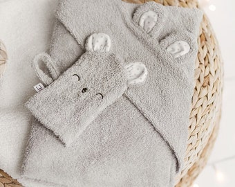 Hooded Baby Towel & Mitt Set