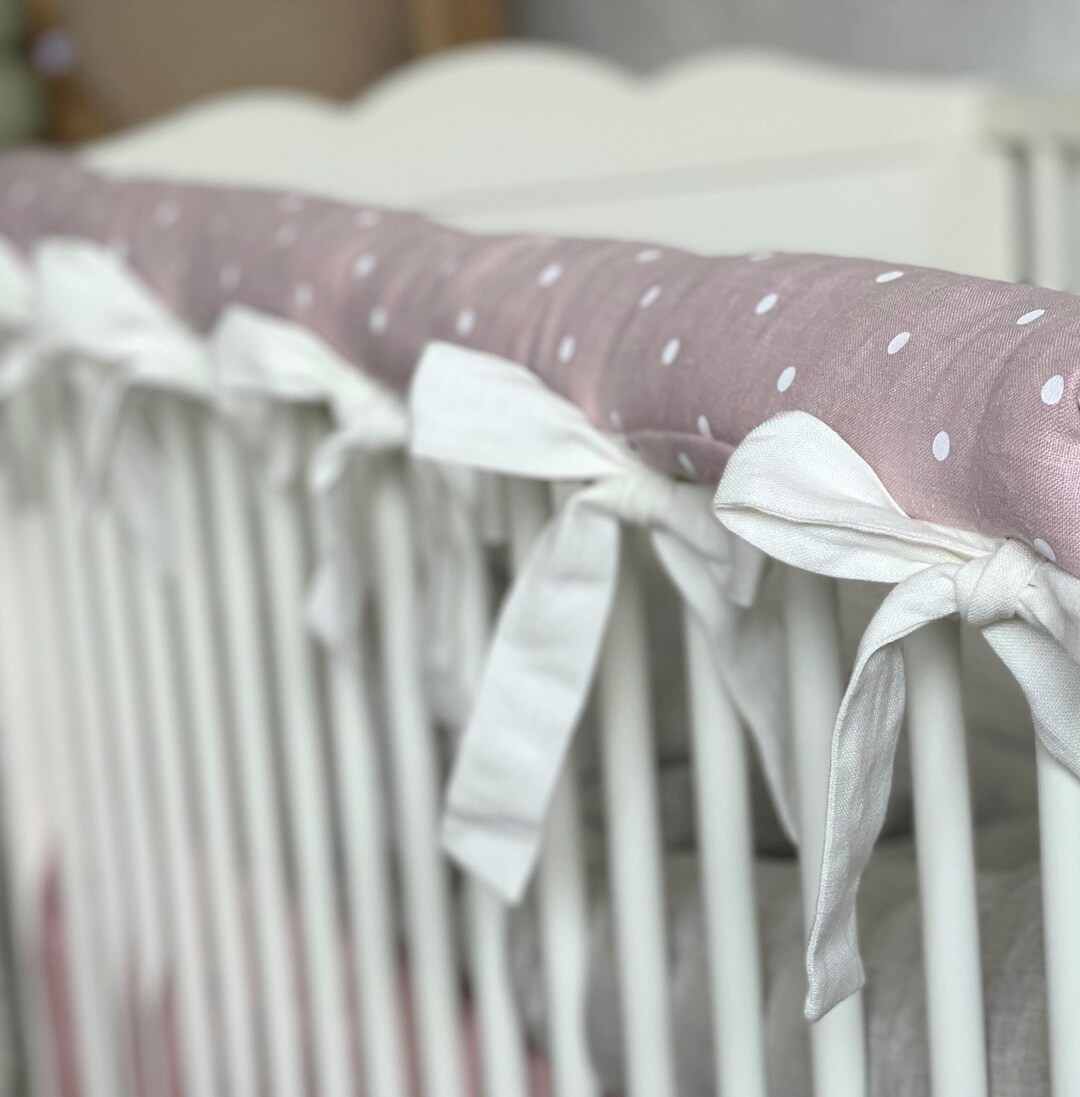 PINK Linen Crib Rail Cover Crib Safety Crib Accessories Etsy