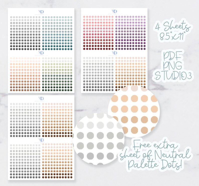 Neutral Dot Planner Stickers | Minimalist Printable Sticker Dots for ...