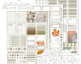 Fall Planner Stickers: Neutral Vertical Layout (Digital Download)