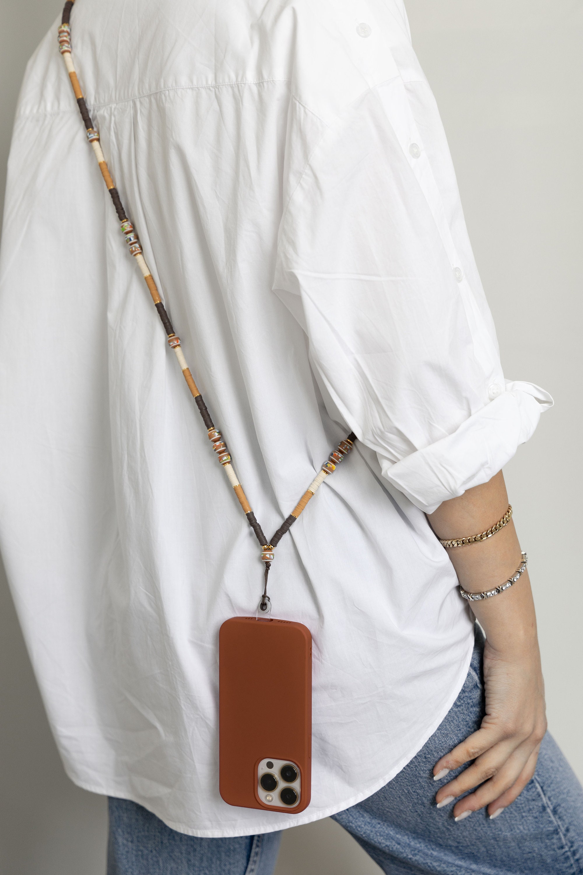 Beaded Crossbody Phone Strap / iPhone Case With Long Strap 