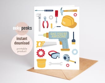 Printable Father's Day Card: Handyman Dad Tools (Instant Download)